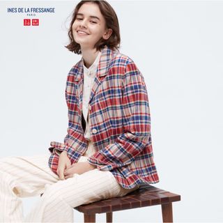 ユニクロ(UNIQLO)の【新品・未使用】ユニクロ イネス リネンコットンカバーオール レッド L(その他)