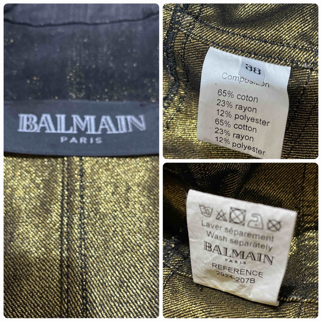 BALMAIN(バルマン)の極美品　激レア　バルマン　BALMAN デニムミリタリーコート　38 レディースのジャケット/アウター(ロングコート)の商品写真