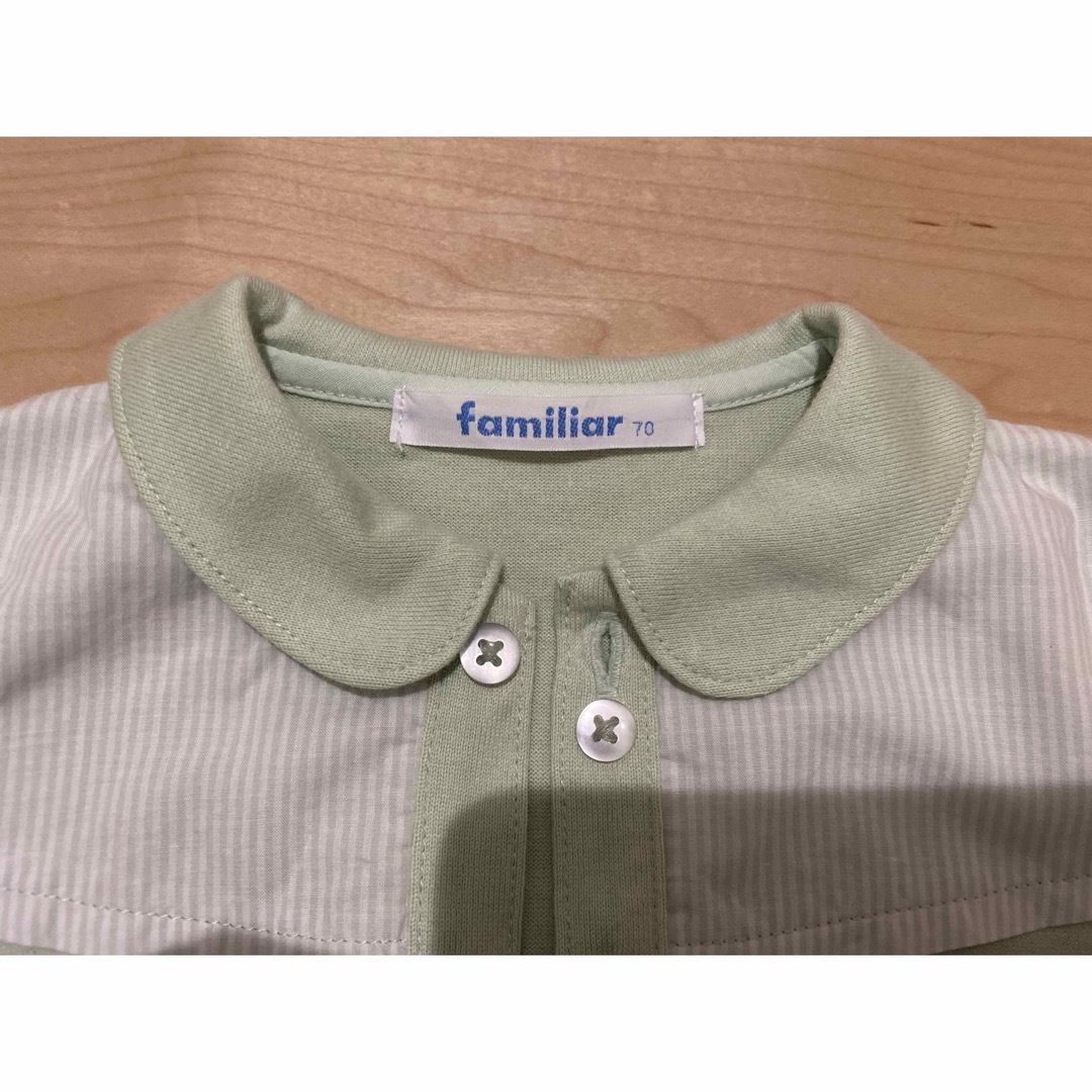 familiar(ファミリア)のファミリア　長袖シャツ　グリーン　70cm キッズ/ベビー/マタニティのベビー服(~85cm)(シャツ/カットソー)の商品写真