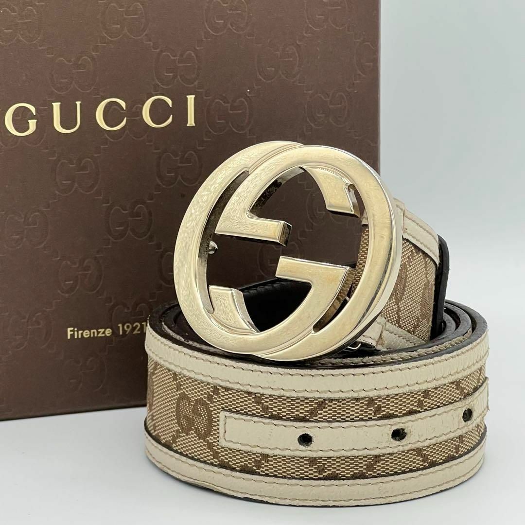 Gucci - ✨美品✨️GUCCI インターロッキング GG柄 ベルト ゴールド