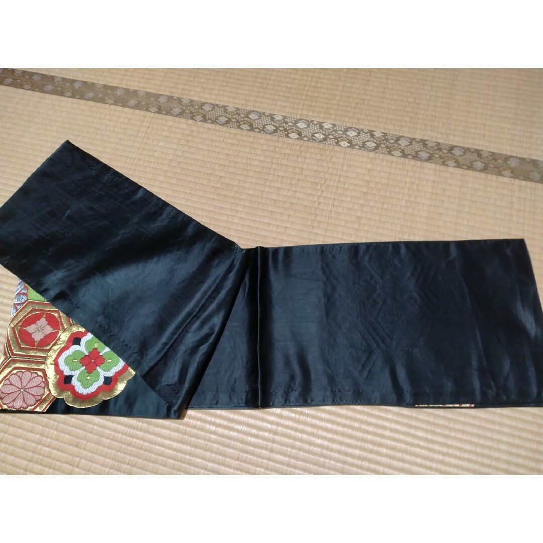 袋帯　刺繍　黒色 4