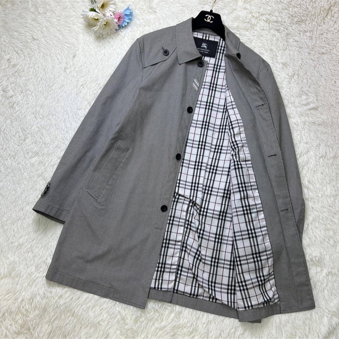 BURBERRY BLACK LABEL(バーバリーブラックレーベル)の人気♡千鳥柄♡Lサイズ♡BURBERRY ノバチェック ステンカラーコート メンズのジャケット/アウター(ステンカラーコート)の商品写真