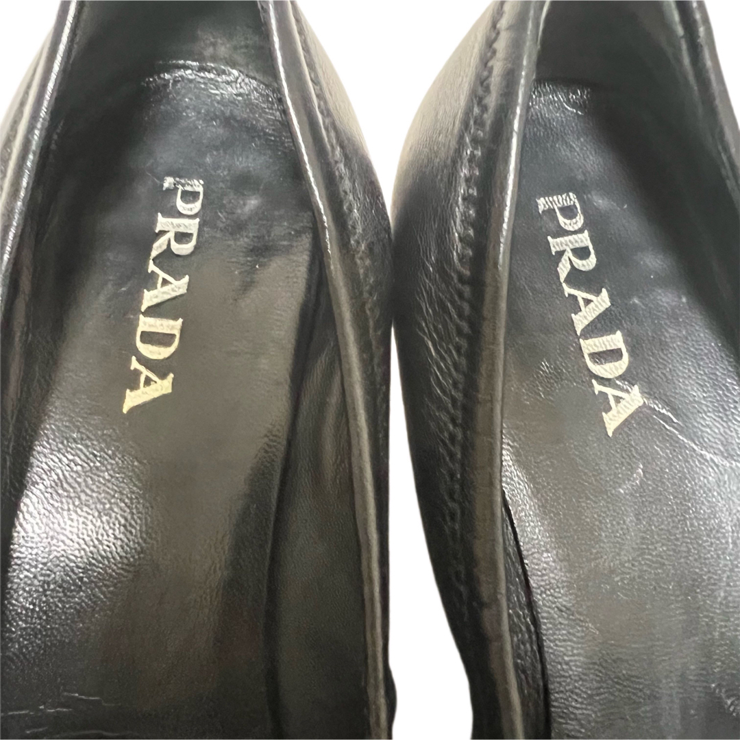 【良品】PRADA プラダ　ブラック　パンプス　レザー　ストラップ　22.5 4