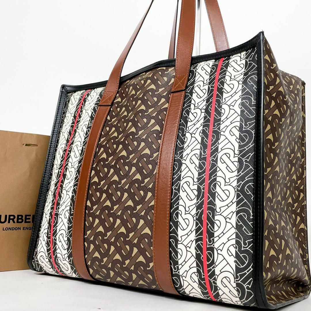 BURBERRY - 《美品》 現行 BURBERRY モノグラム レザー トートバッグ