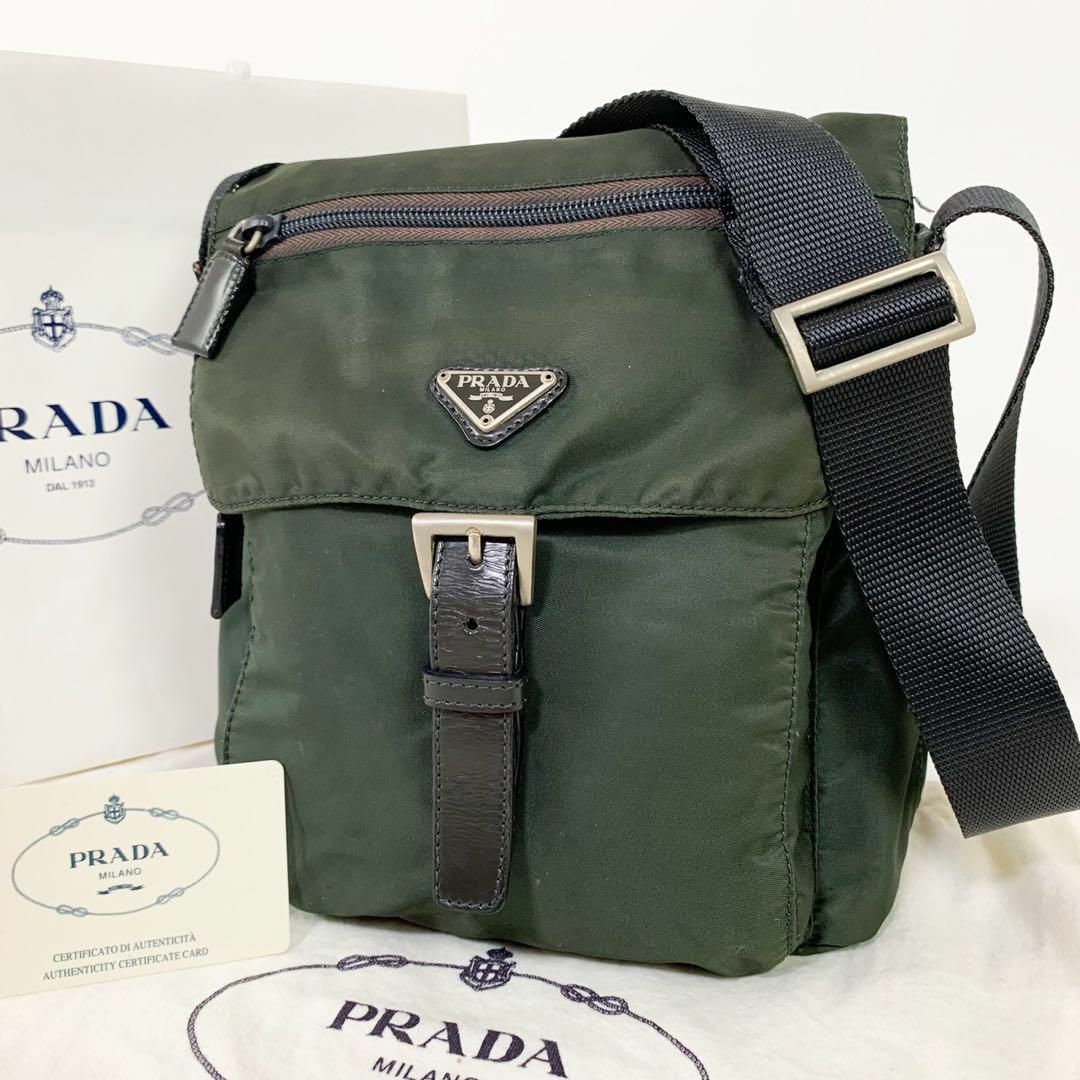 美品》カード付属 PRADA 三角ロゴ ナイロン ショルダーバッグ 保存袋-