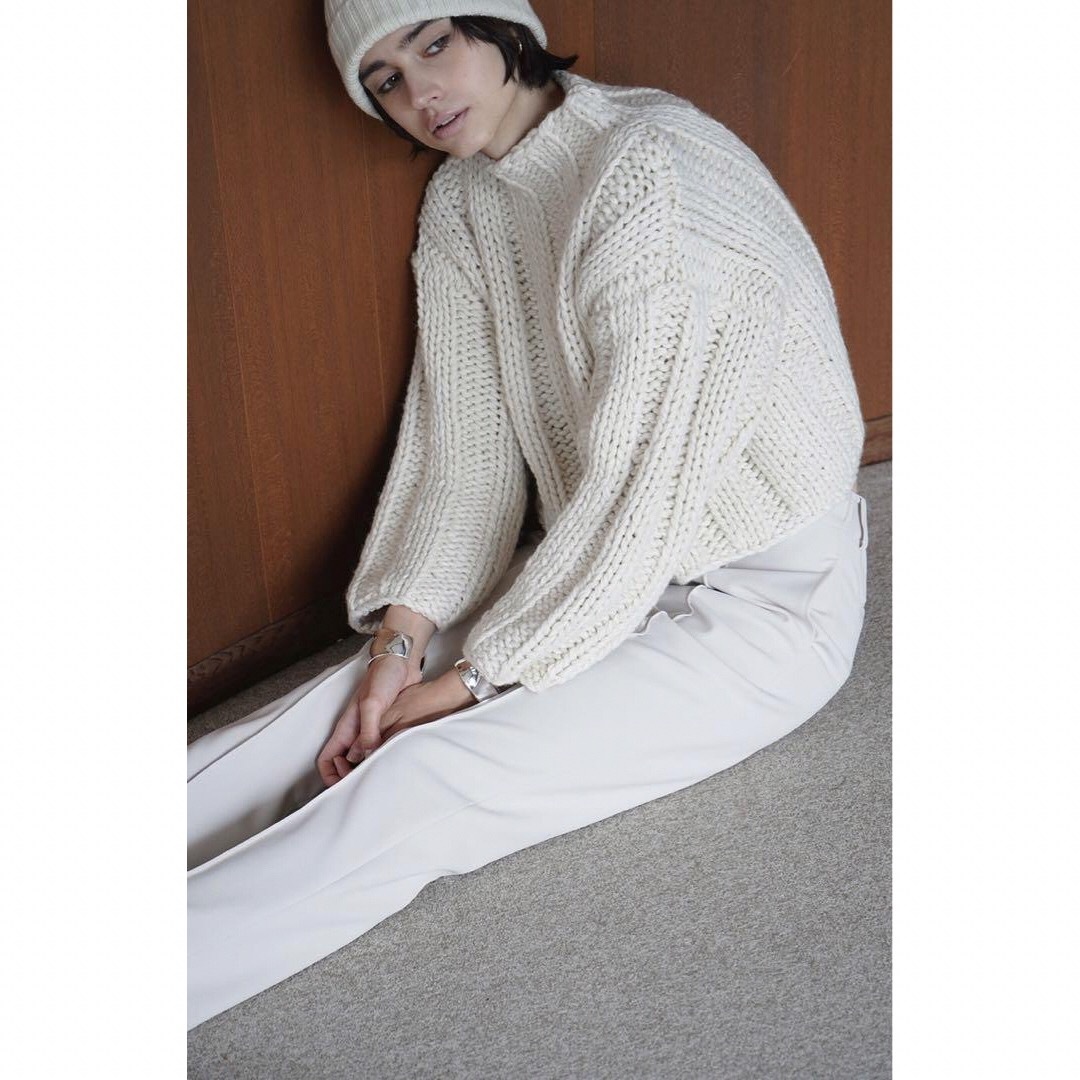 アイボリーサイズBULKY RIB HAND KNIT TOPS アイボリー - ニット/セーター