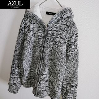 アズールバイマウジー(AZUL by moussy)のアズール　ボア　ニット　ジップアップ　パーカー　XSサイズ　グレー(パーカー)