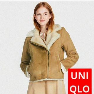 ユニクロ(UNIQLO)のUNIQLO ムートン風ジャケット(M)(ライダースジャケット)