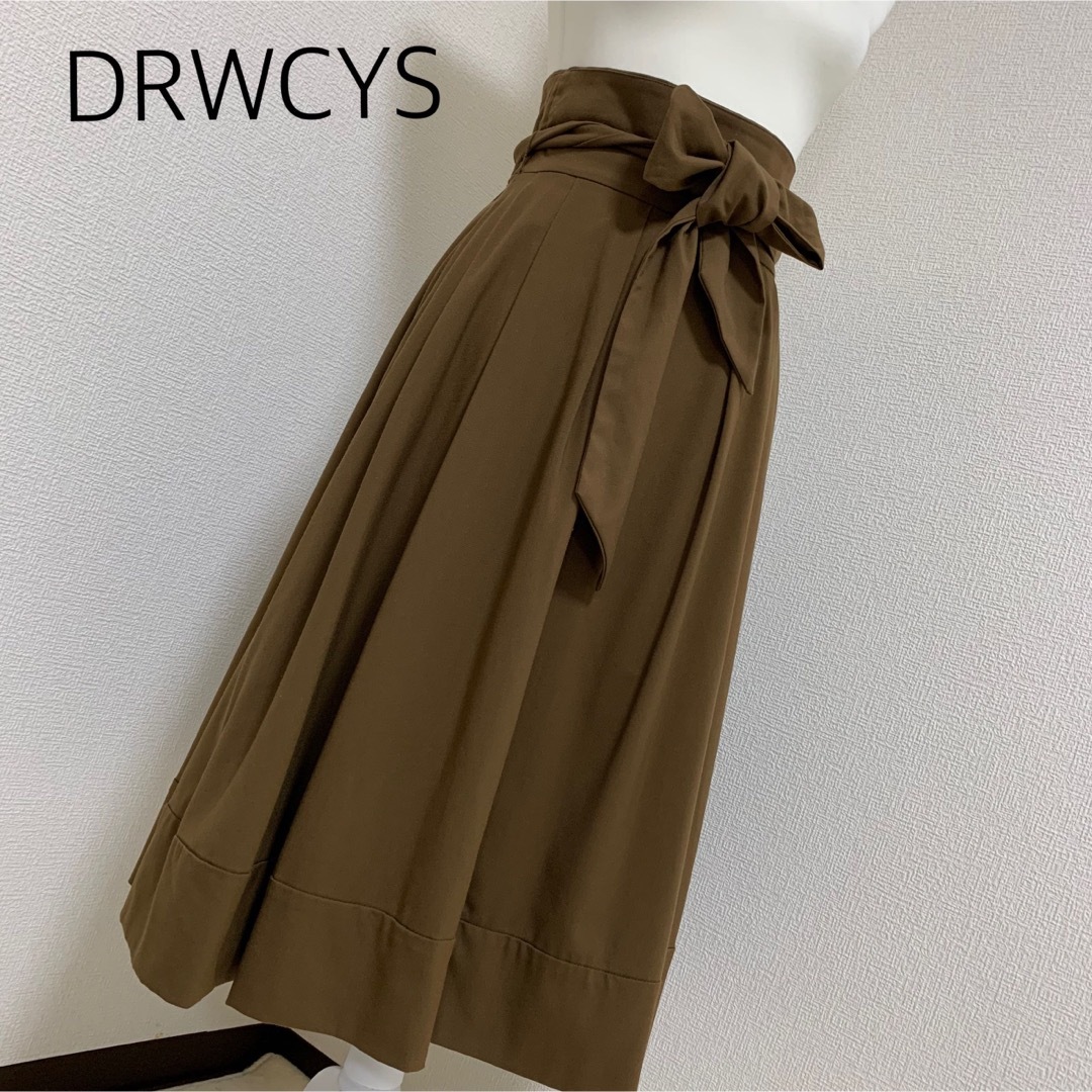 【中古美品】DRWCYSウエストリボンフレアスカート　ブラウン　サイズ1 | フリマアプリ ラクマ