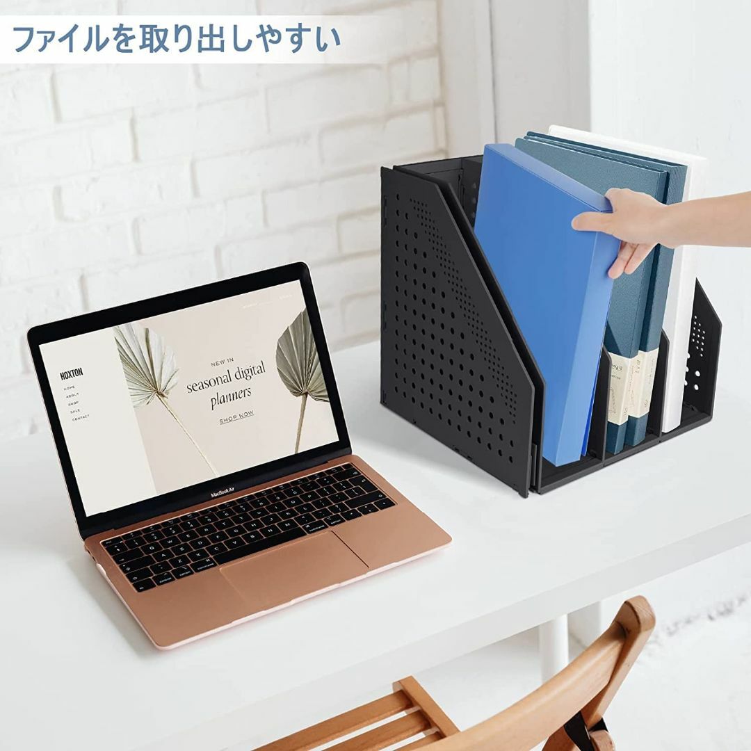 【色: ブラック】deli ファイルボックス 本立て 文具収納 事務用品 卓上棚