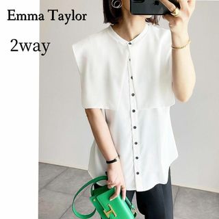 エマテイラー(Emma Taylor)の取り外し可能♪　2wayスクエアカラーシャツ　ブラウス　フリーサイズ　ホワイト(シャツ/ブラウス(半袖/袖なし))