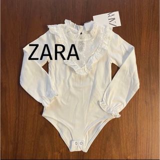 ザラ(ZARA)の新品　未使用　ZARA ロンパース　ブラウス　エンブロイダリー　レース　長袖(ブラウス)