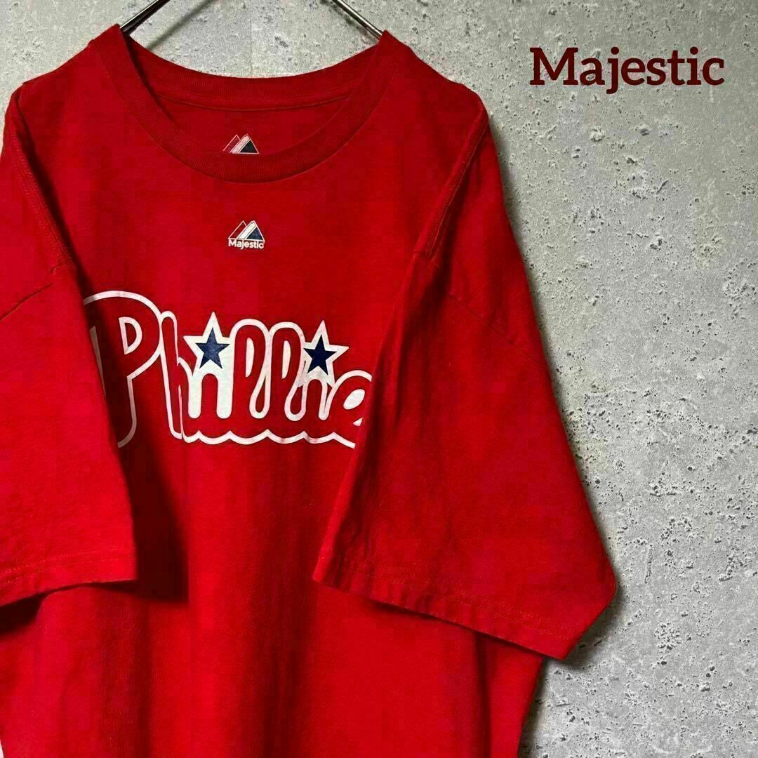 Majestic マジェスティック Tシャツ 半袖 Phillies 野球 XL