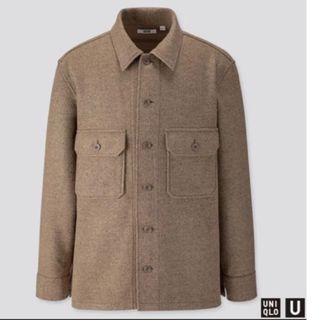 ユニクロ(UNIQLO)の【未使用・美品】UNIQLO U フリースシャツ　ジャケット　メンズ　L(マウンテンパーカー)