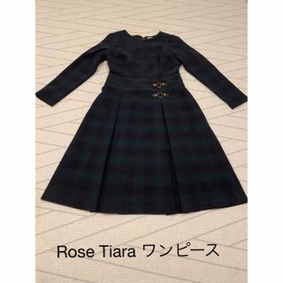 ローズティアラ(Rose Tiara)の【新品】RoseTiara チェックワンピース　グリーン(ひざ丈ワンピース)