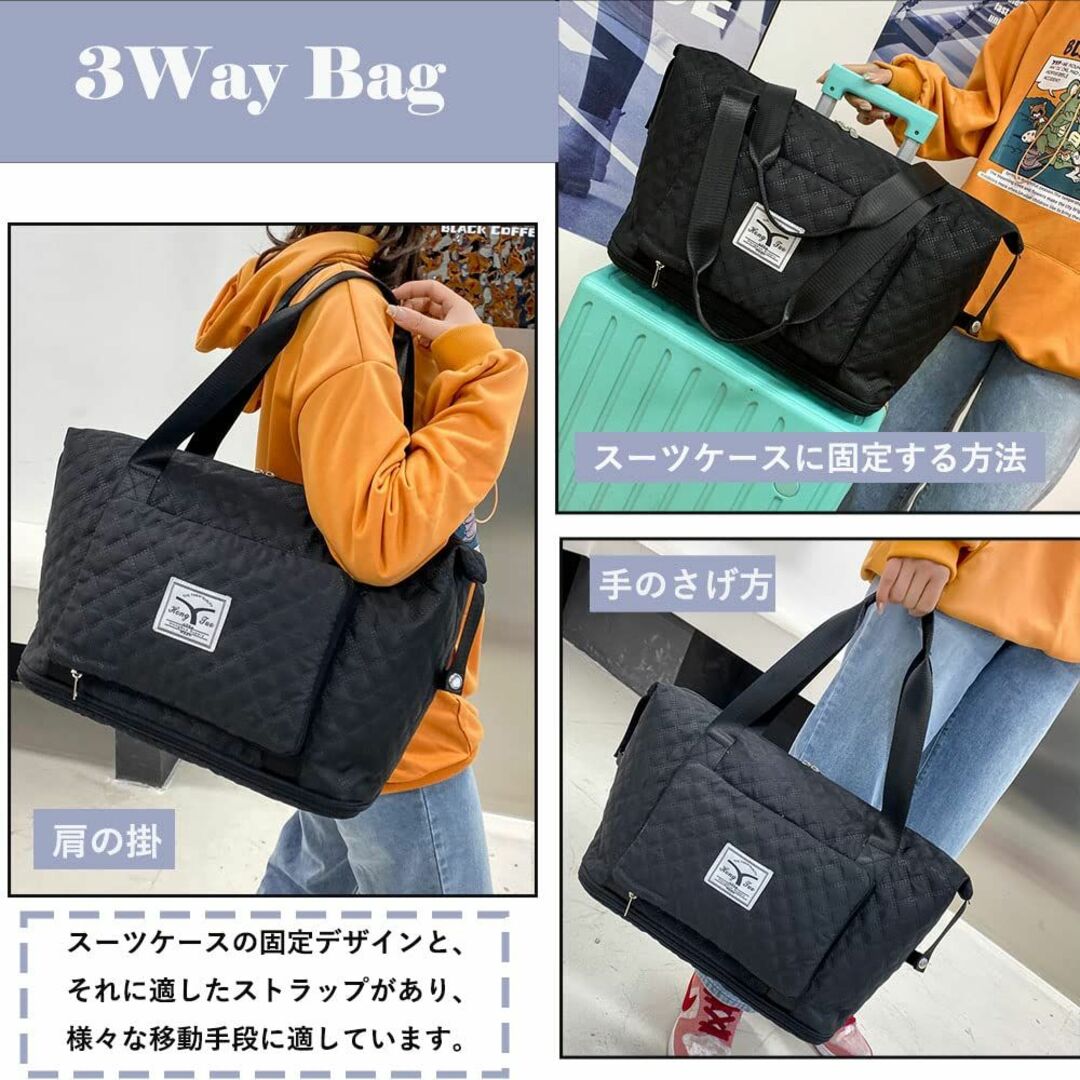 【色: パープル】旅行バッグ 拡張可 ボストンバッグ 防水 折りたたみバッグ 3 5