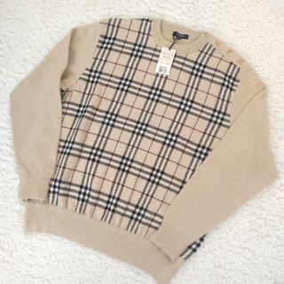 バーバリー(BURBERRY)の新品 バーバリーロンドン ノバチェック メガチェック ウールアルパカニット L(ニット/セーター)