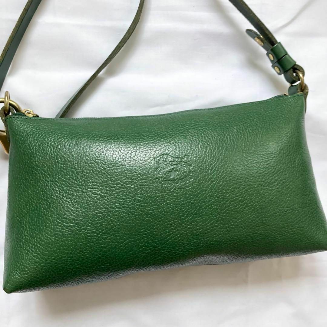 ✨美品✨ 2way　イルビゾンテ　ショルダーバッグ　レザー　グリーン　緑　刻印