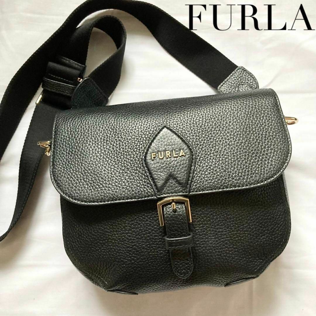 ✨極美品✨ウラニア　FURLA フルラ ショルダーバッグ　レザー　ブラック　黒 | フリマアプリ ラクマ