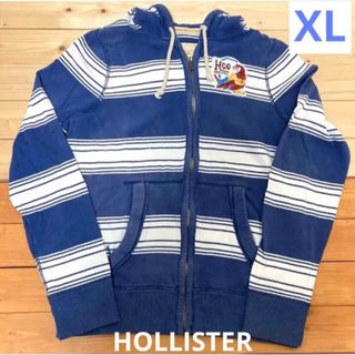 ホリスター(Hollister)のHOLLISTER 古着　ジップパーカー XL ストライプ 大きめ(パーカー)