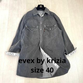 エヴェックスバイクリツィア(EVEX by KRIZIA)のevex by krizia ブラックデニムオーバーシャツ　size 40(シャツ/ブラウス(長袖/七分))