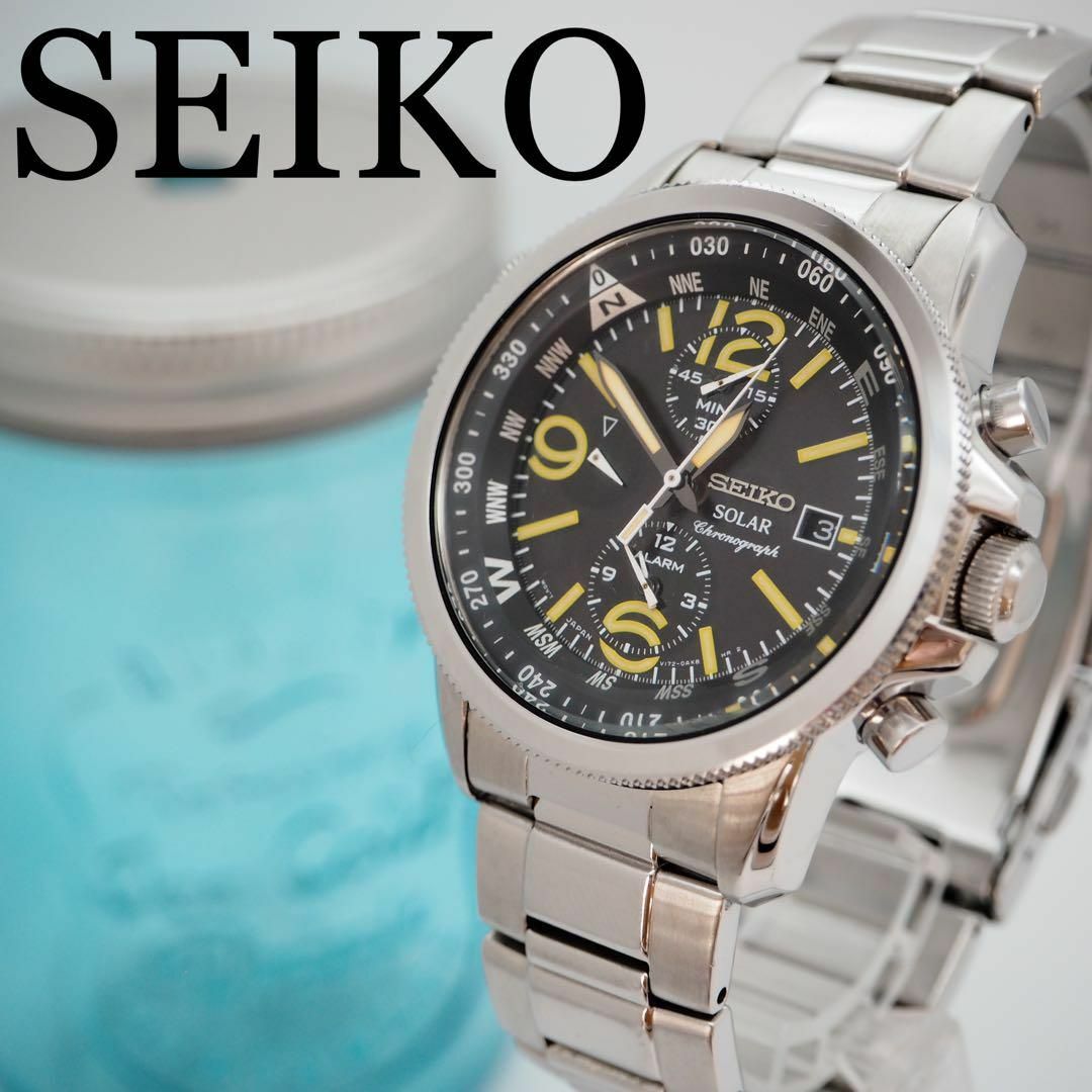 148 SEIKO セイコー時計 クロノグラフ ソーラー時計 メンズ腕時計 希少