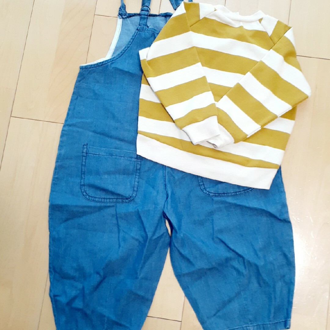 apres les cours(アプレレクール)のボーダートップス&サロペットsize100 キッズ/ベビー/マタニティのキッズ服女の子用(90cm~)(パンツ/スパッツ)の商品写真