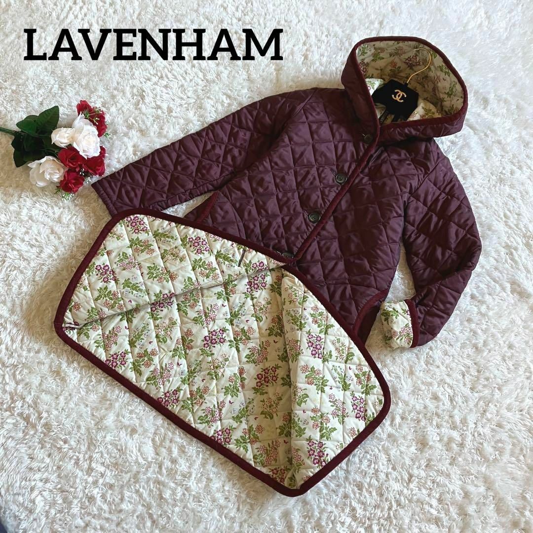 LAVENHAM ラベンハム　キルティングコート　ロング丈　花柄　フラワー 3635cm身幅