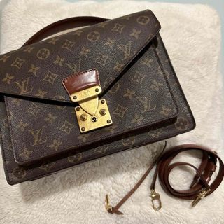 ルイヴィトン(LOUIS VUITTON)のモンソーモノグラム ハンドバッグ PVC レザー 茶 2WAY(ショルダーバッグ)