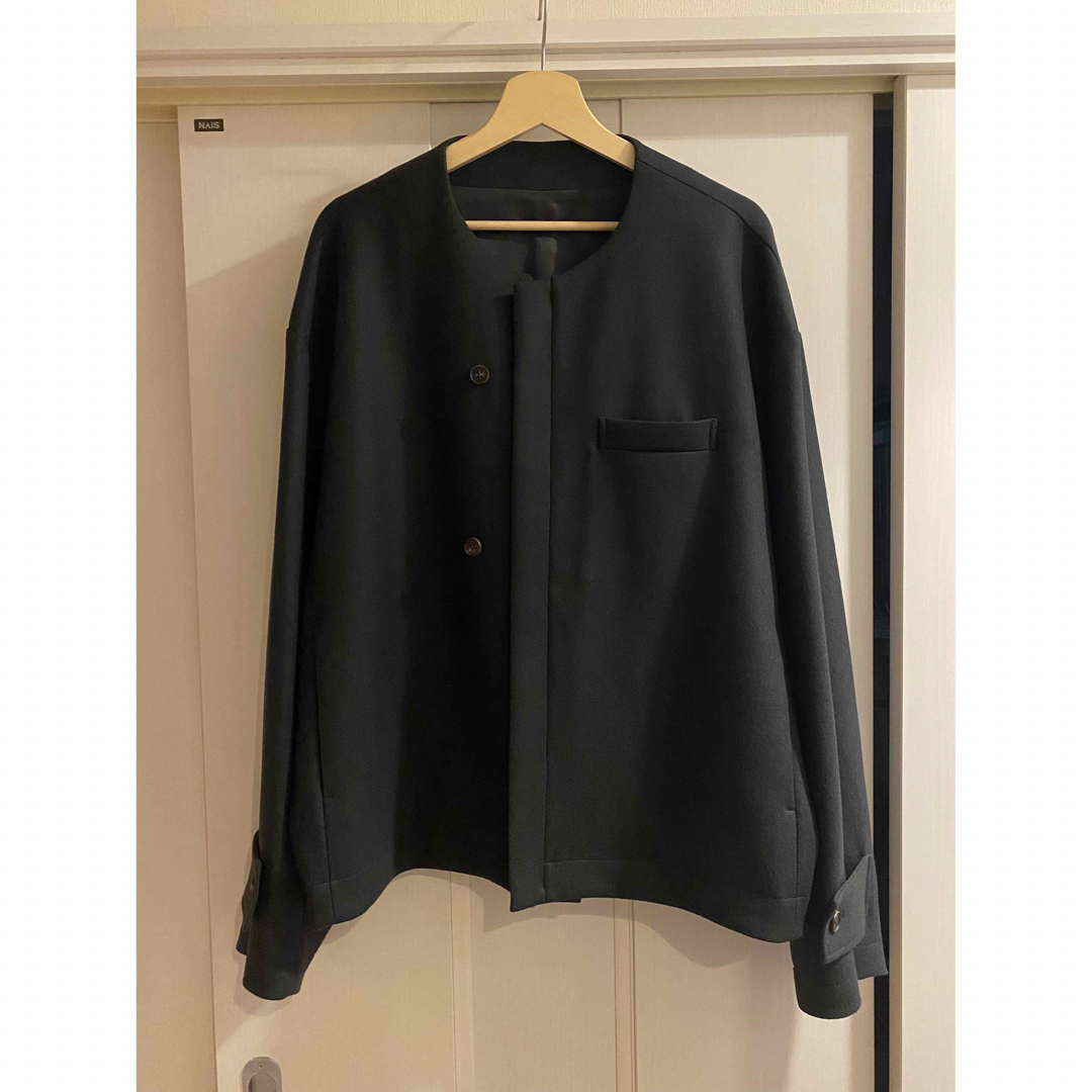 stein 21aw NO COLLAR MELTON JACKET ブラック