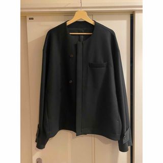 シュタイン(stein)のstein 21aw NO COLLAR MELTON JACKET ブラック(ノーカラージャケット)