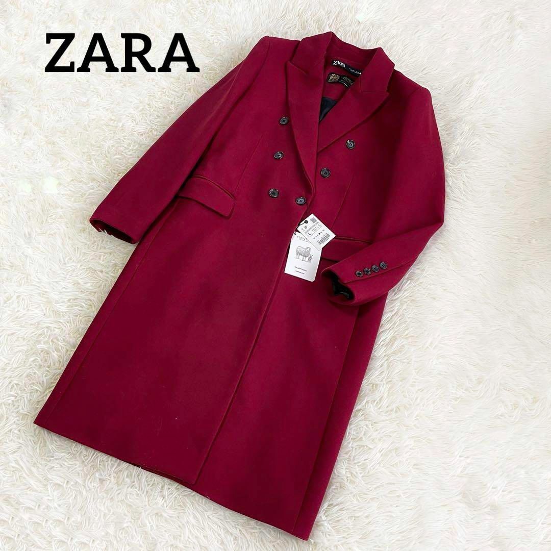 ZARA　MANTECO 未使用品　ウール　ダブルロングコート　　L　レッド