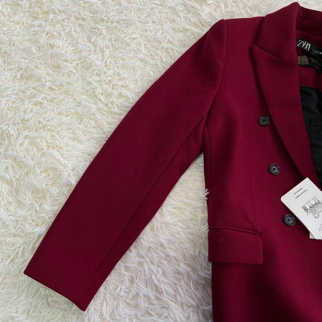 ZARA - ZARA MANTECO 未使用品 ウール ダブルロングコート L レッドの