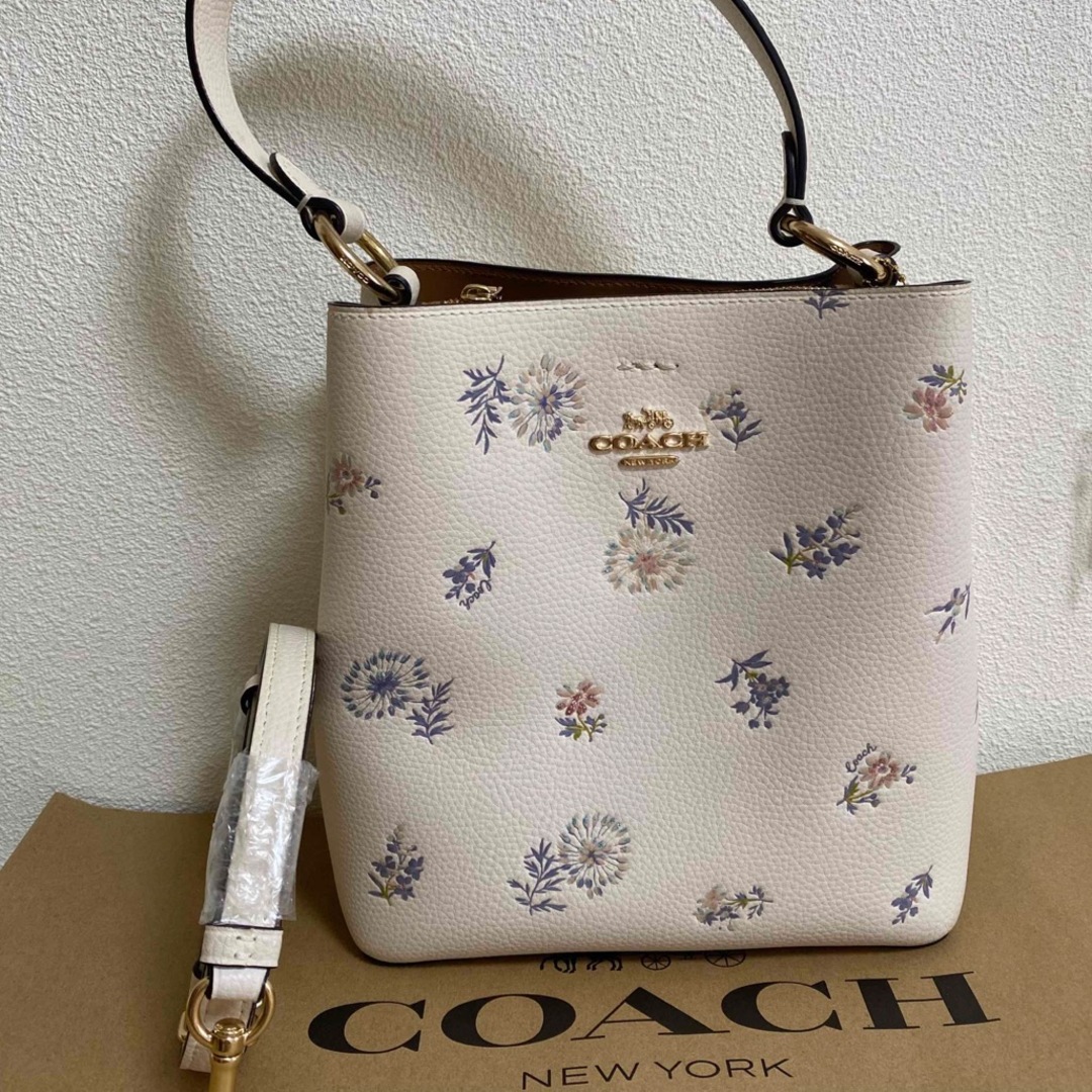 【美品】COACH スモール タウン バケット バッグ ダンデライオン フラワー