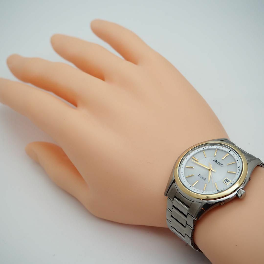 413【美品】セイコー　ドルチェ時計　メンズ腕時計　電波ソーラー　チタン素材 4
