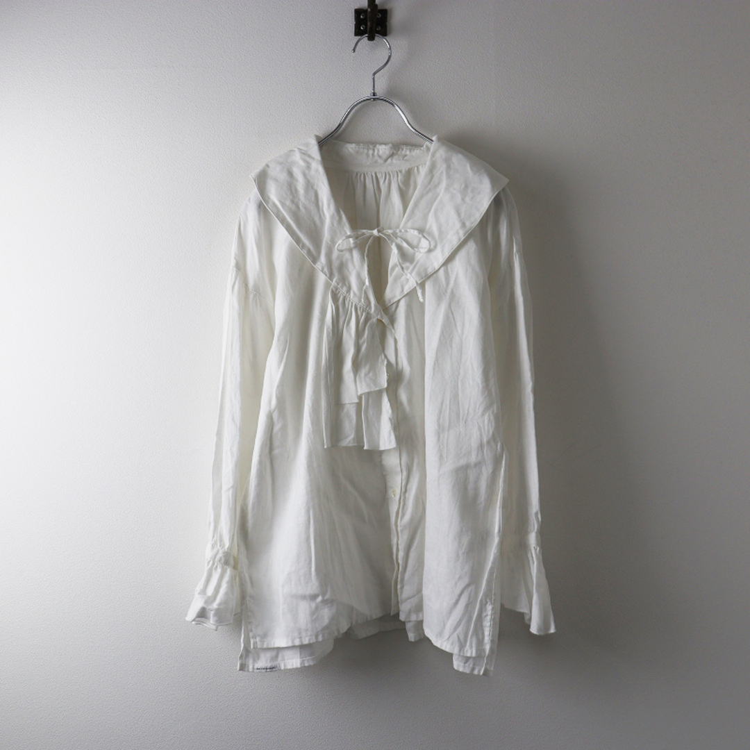 美品 2022SS ネストローブ nest Robe X 小谷実由 UpcycleLino EP blouse セーラーカラーブラウス  F/オフホワイト シャツ【2400013559515】