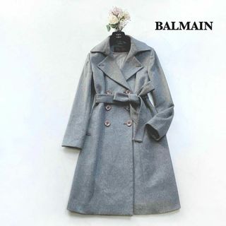 BALMAIN バルマン 最高級カシミア100% ロングコート 黒