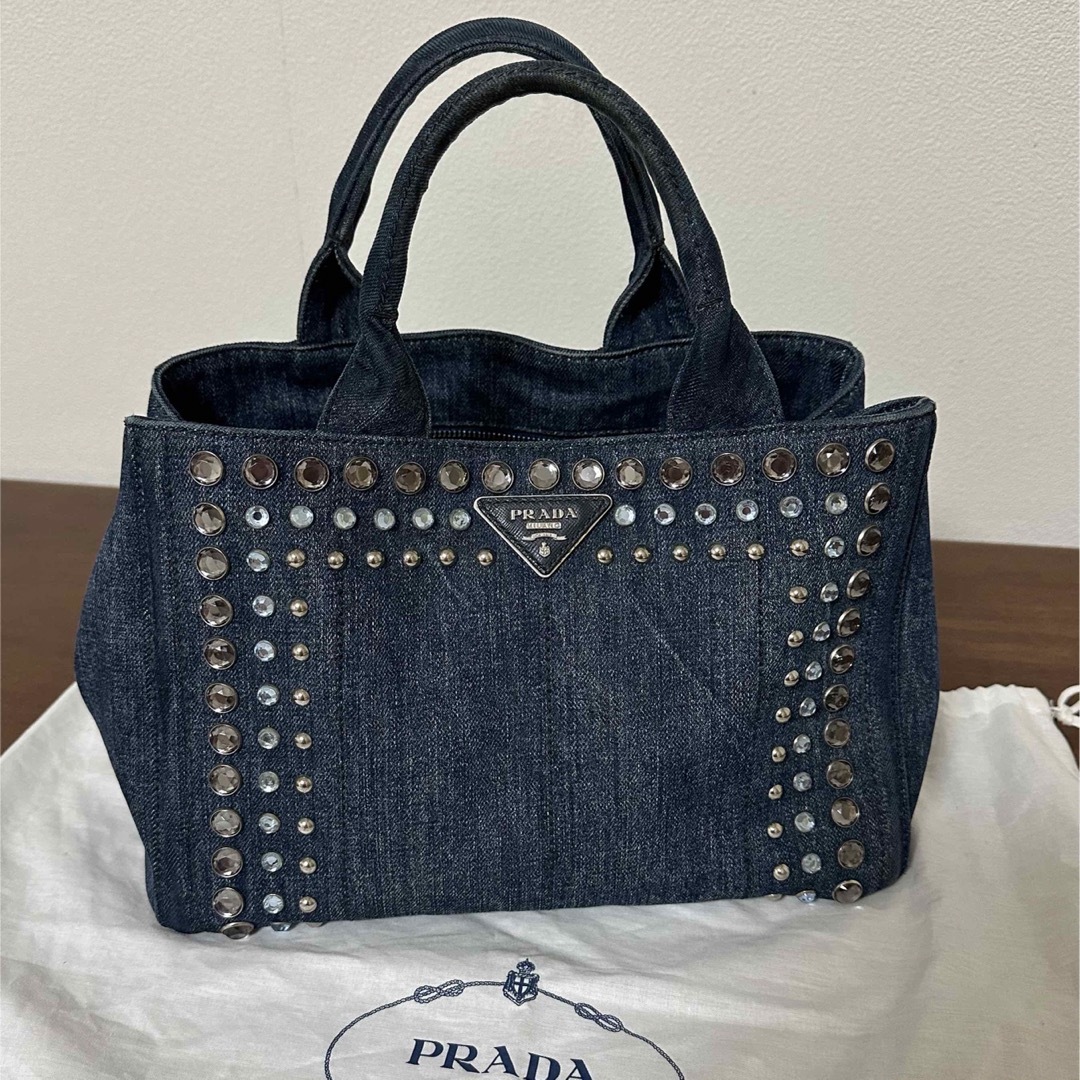 未使用保管品? PRADA ビジュー カナパ Sサイズ カーキ トートバッグSUN ...