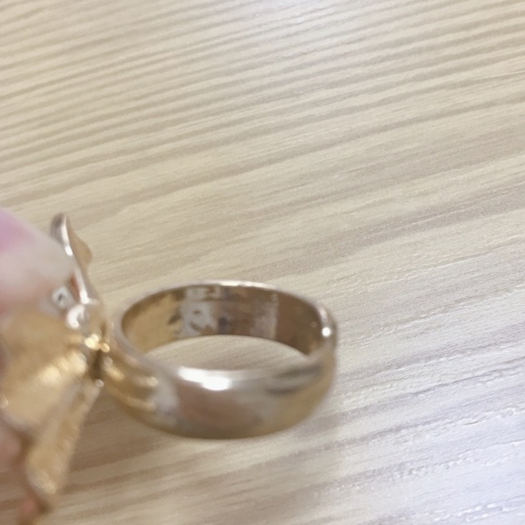 【１点もの】リボン♡パール♡リング♡ゴールド レディースのアクセサリー(リング(指輪))の商品写真