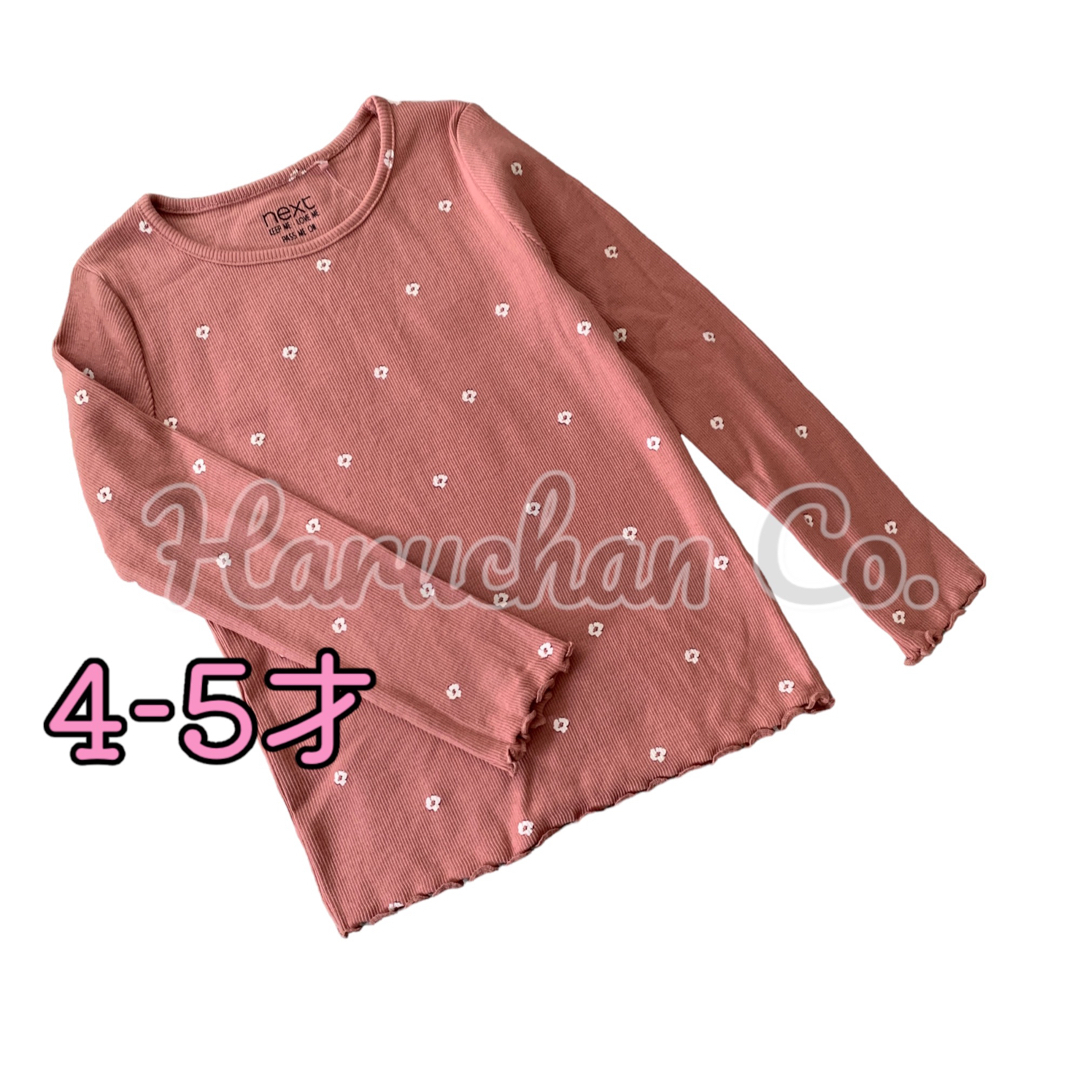 NEXT(ネクスト)の●未使用●4-5才　ダークピンク　花柄　リブ　ロンT キッズ/ベビー/マタニティのキッズ服女の子用(90cm~)(Tシャツ/カットソー)の商品写真