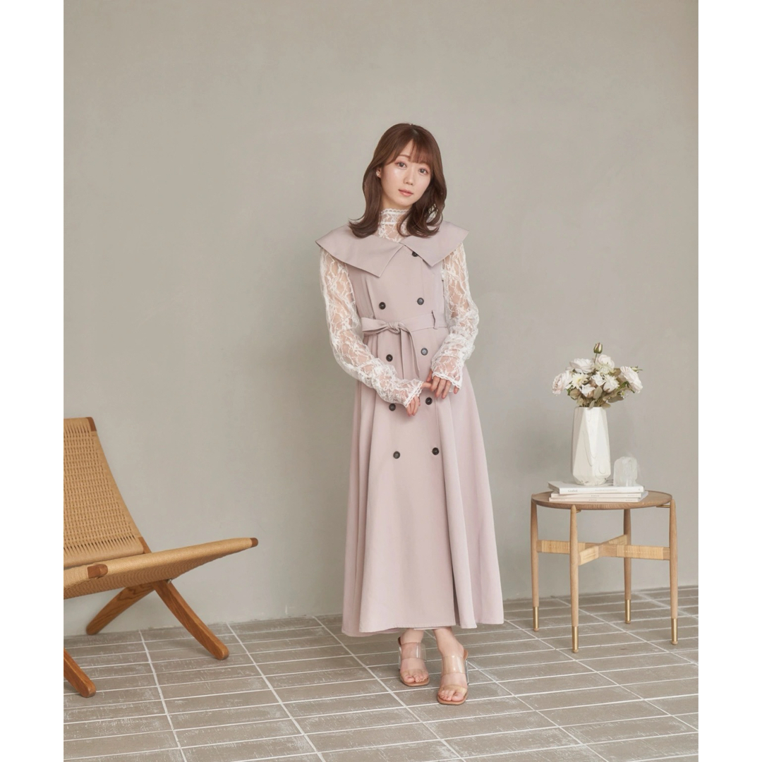 rosé muse big collar trench one-piece