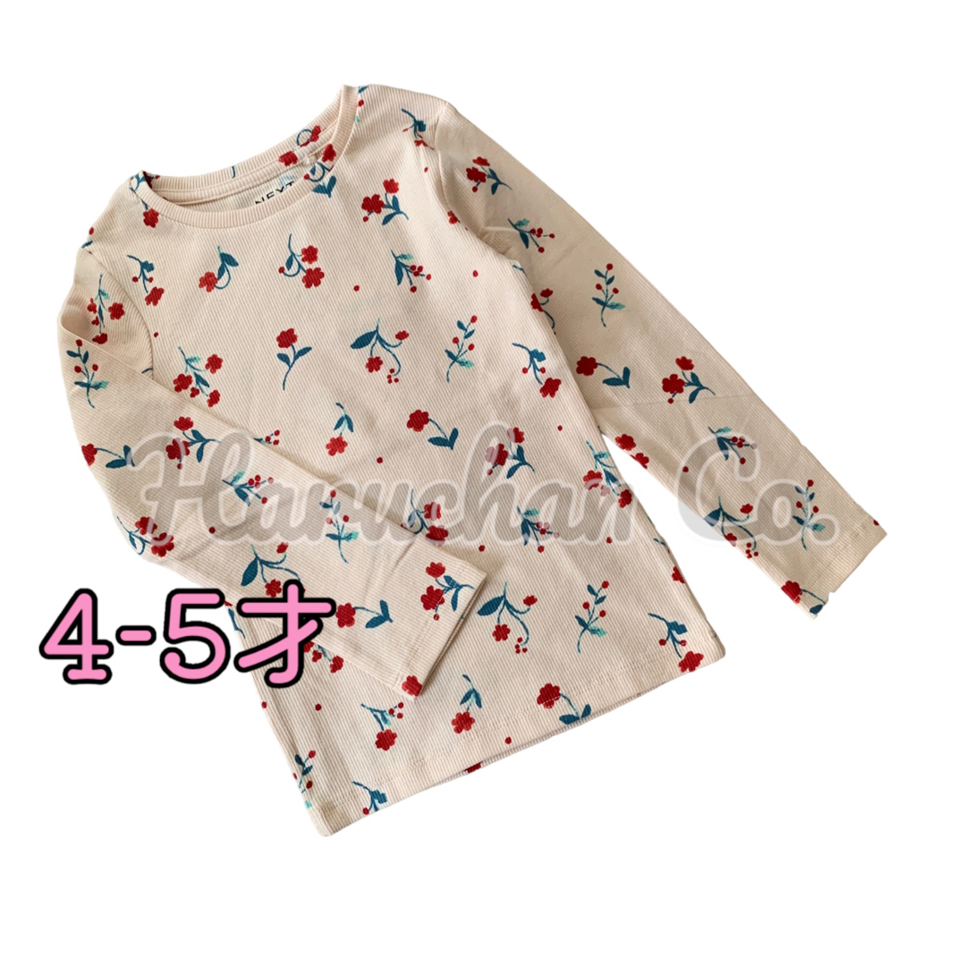 NEXT(ネクスト)の●未使用●5才　クリーム　レッド花柄　リブ　ロンT キッズ/ベビー/マタニティのキッズ服女の子用(90cm~)(Tシャツ/カットソー)の商品写真