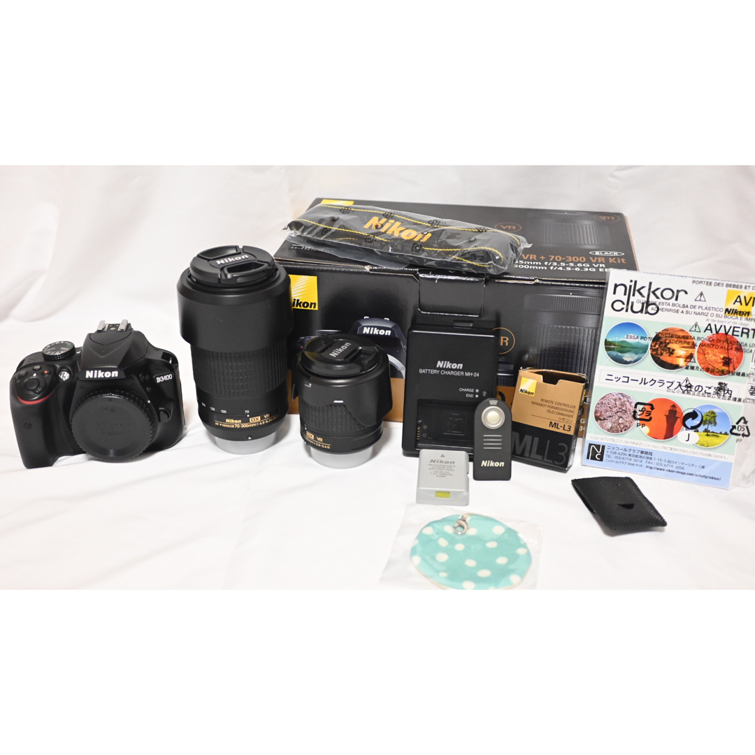 美品 Nikon D3400 ダブルズームキット ブラック リモコンML-L3