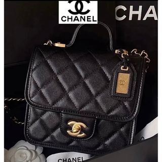 シャネル(CHANEL)の新品同様❗️22-23秋冬　シャネル　スモールトップハンドル　キャビアスキン　黒(ショルダーバッグ)