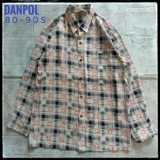 【L66】DANPOL 80-90s 総柄チェックシャツ テロテロ ヴィンテージ(シャツ)