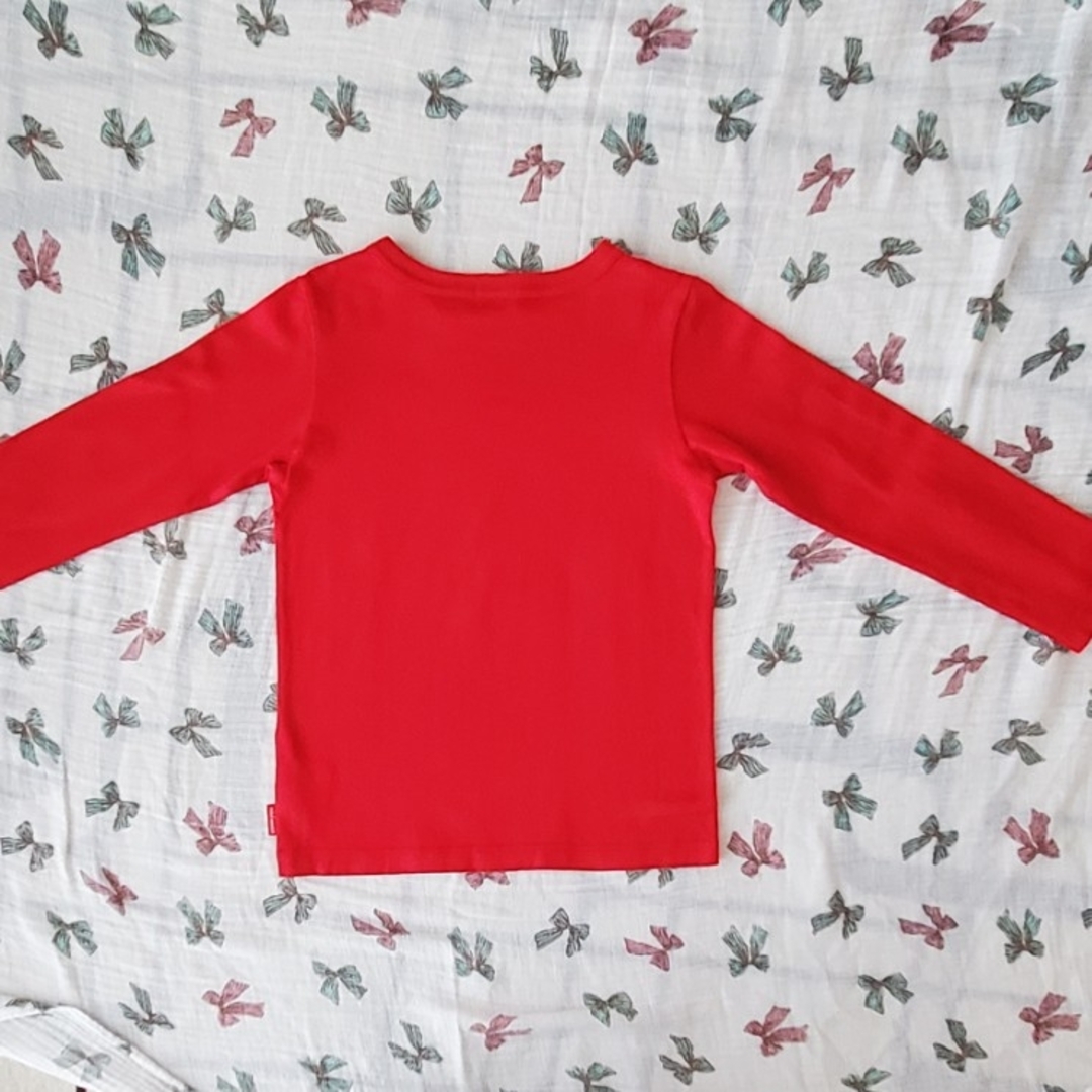 mikihouse(ミキハウス)の美品　ミキハウス　赤いロングTシャツ キッズ/ベビー/マタニティのキッズ服女の子用(90cm~)(Tシャツ/カットソー)の商品写真