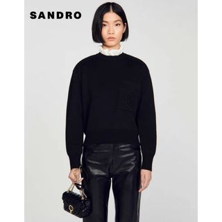 サンドロ(Sandro)の❤️Sandro新作新品　黒　襟付き　ニット　セーター　オシャレ(ニット/セーター)