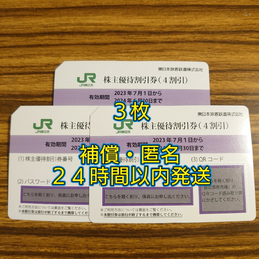 【匿名配送】東日本旅客鉄道　株主優待割引券　3枚