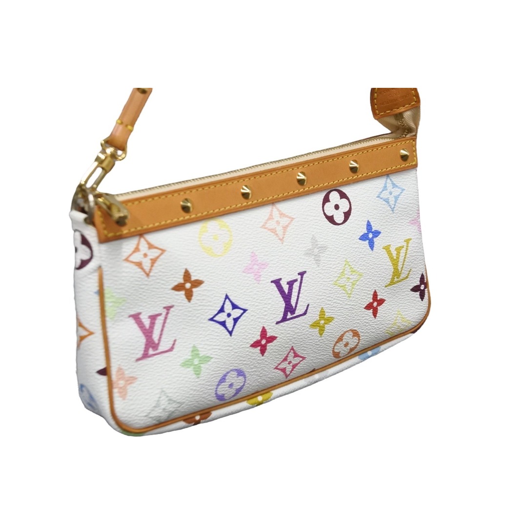 LOUIS VUITTON ルイヴィトン ハンドバッグ ポシェットアクセソワール モノグラムマルチカラー M92649 ゴールド金具 美品  56099開閉式