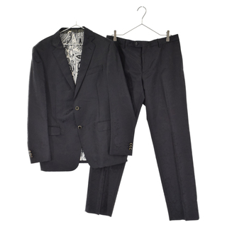 極美品 エトロ ETRO セットアップ シングル スーツ 3ピース 総柄 ウール ジャケット パンツ メンズ イタリア製 44(S相当) ネイビー